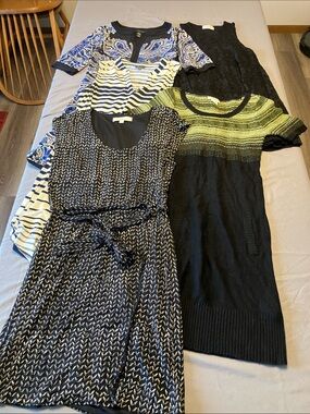 Mixed Women’s Dress Bundle - Black, Navy, Green Styles 5 Dresses - Size S